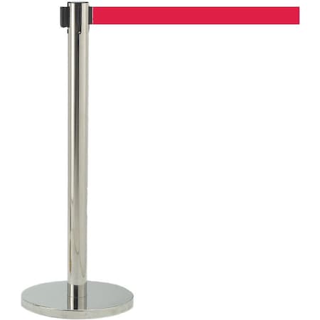 Aarco Economy Lightweight Form-A-Line System, Retractable Belt Style, 7 ft, red belt, 14'' base 40''H HCGT-7RD