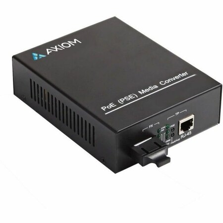 Axiom 1GBS POE+ RJ45 TO 1000BASE-LX FIBER MEDIA CONVERTER -SMF, LC, 20KM, 1310NM MCP32-T2-S3L20-AX