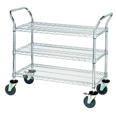 Quantum Storage Systems WIRE SHELVING MOBILE CART W/3 SHELVES WRC-1830-3