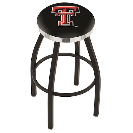 Holland Bar Stool Co 25" Blk Wrinkle Texas Tech Swivel Bar Stool, Chrome Ring L8B2C25TXTech