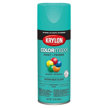 Colormaxx 12 Oz Krylon Sea Glass Paint & Primer Spray Paint, Satin K05576007