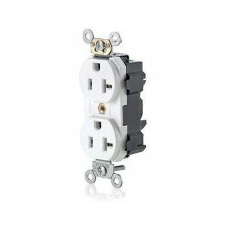 Leviton Lev-Lok Commercial Grade Duplex Receptacle, 20 Amp, 125 Volt M5362-SW