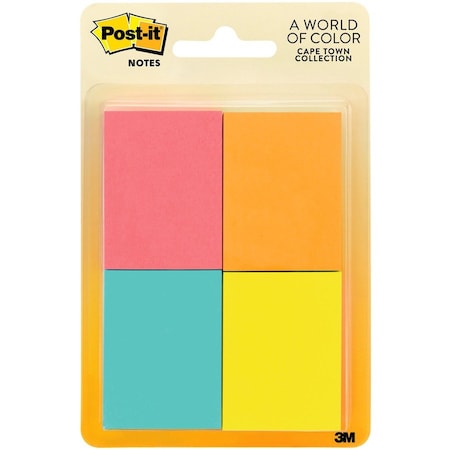 Post-It 1.5 in. W X 2 in. L Assorted Sticky Notes 4 pad, PK4 653-4AF