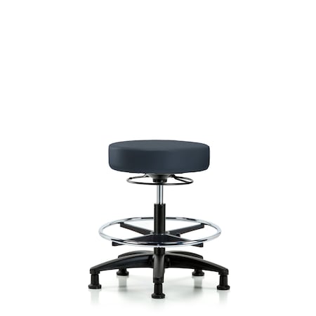 Blue Ridge Ergonomics Bench Stool, Med, Vinyl, CF, Glides, Nav BR-VMBSO-RG-CF-RG-8582
