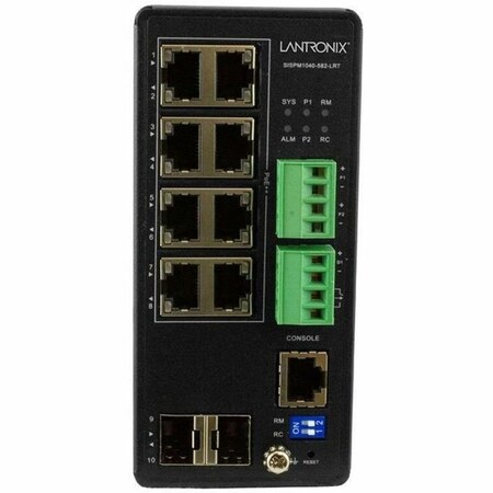 Transition Networks MANAGED HARDENED POE+ SWITCH, 8 10/100/1000BASE-T POE+, 2 100/1000BASE-X S SISPM1040-582-LRT