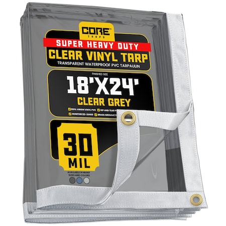 Core Tarps Tarp, 18 ft x 24 ft, 30 Mil, Gray, Polyethylene, UV Resistant CT-202-18X24