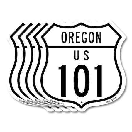 Signmission Oregon Route Marker Shield Sign Us 101, 12 inch X 12 inch, Aluminum Metal Sign, 5PK SHI-A-5Pack-12-427