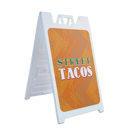 Signmission Street Tacos, A-Frame & 2 Decals Installed, Heavy-Duty Plastic Frame SBHD-D-2436-30425