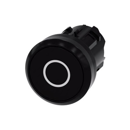 Siemens Pushbutton, 22 mm, round, plastic, black, inscription: O, pushbutton 3SU1000-0AB10-0AD0