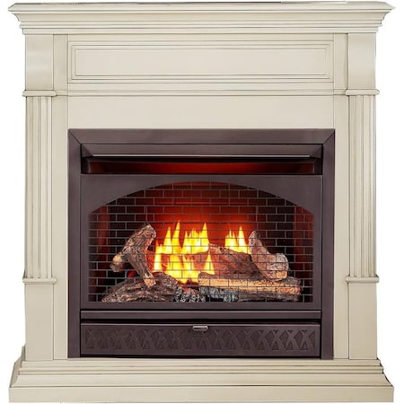 Procom Heating Dual Fuel Vent Free Gas Fireplace System, 26,000 BTU, T-Stat Control, Antique White Finish FBNSD28T-2AW
