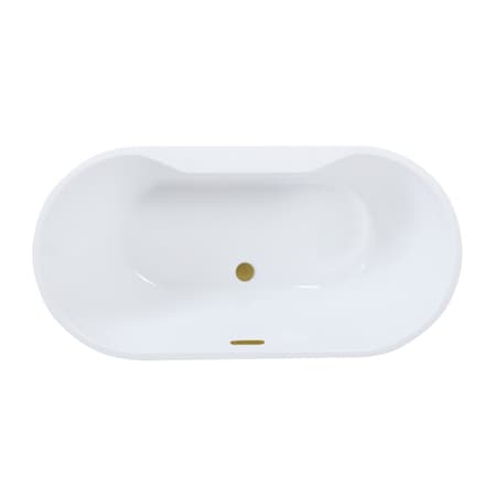 Kingston Brass 59" Acrylic Oval Double Ended Freestanding Tub with Drain, Glossy White/Brushed Brass VTDE593023C427