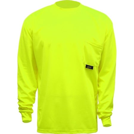 Gss Safety Hi-Vis Long Sleeve Safety Shirt, 100% Polyester Birdseye, Lime, L 5503-LG