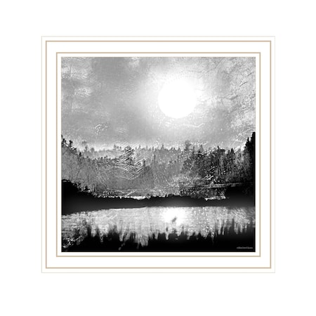 Homeroots Big Moon Lake White Framed Print Wall Art 529598