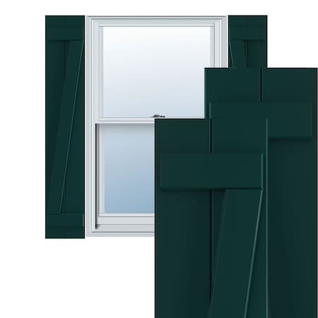 Ekena Millwork True Fit PVC Two Board Joined Board-n-Batten Shutters w/Z-Bar, Thermal Green , 10 3/4W x 52H, PR TFP102BBF11X052FG