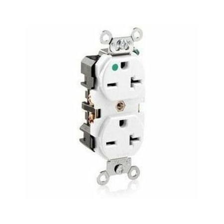 Leviton PlugsandReceptacles, 20A, 250VAC, Wht, Nylon 8400-W