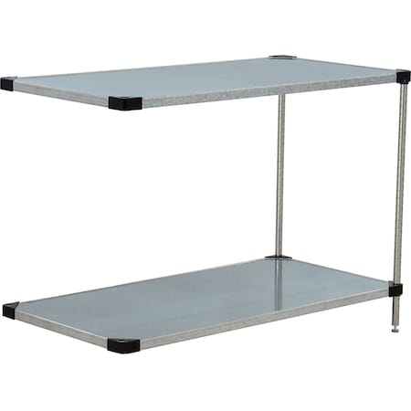 Global Industrial Nexel 2 Shelf, Galvanized Steel Solid Shelving Unit, Add On, 72"W x 18"D x 34"H B3152480