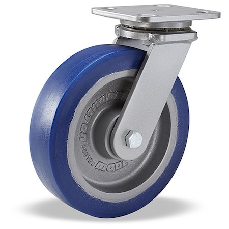 Hamilton Workhorse Swivel Caster, 8" x 2" Ergo-Glide XT 1" thick Polyurethane (85A) Wheel S-WH-8EGB