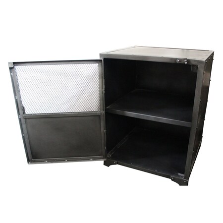 Homeroots 20in Silver Metal Accent Cabinet With Two Shelves 489017