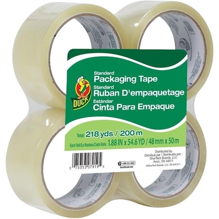 Duck Brand 240974 Packaging Tape, Clear, 1.88 in W, 4PK 286279