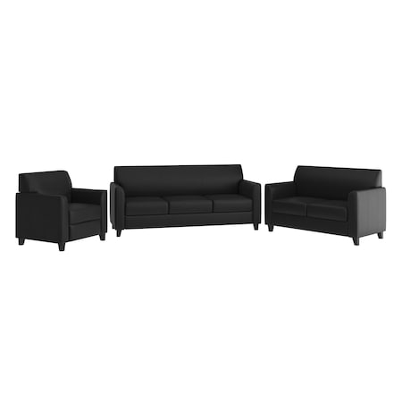 Flash Furniture Living Room Set, 29" x 32-1/4" to 32-1/2", Upholstery Color: Black BT-827-SET-BK-GG