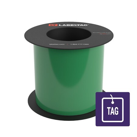 Labeltac Tear-Resistant Tag Stock 5in x 100ft LT9, Green LT505TAG-C