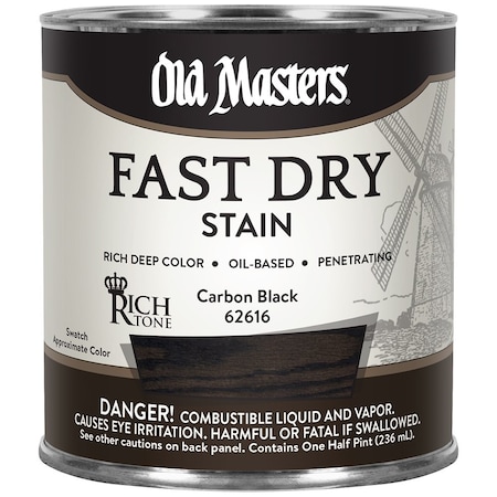 Old Masters 1/2 Pt 62616 Carbon Black Fast Dry Stain Interior Oil-Based Wood Stain 2938604