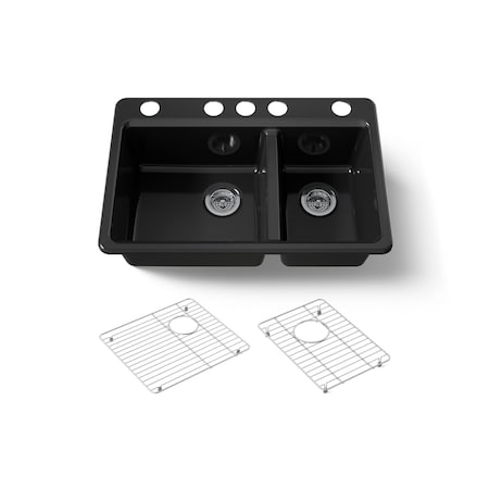 Kohler Riverby 33" undermount double-bowl kitchen sink 8669-5UA1-7
