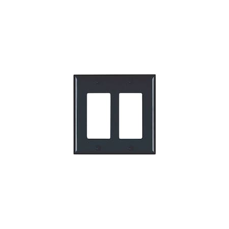 Pass & Seymour TradeMaster TP Wallplate, 4.687 in L, 4-3/4 in W, 2 -Gang, Nylon, Black, Matte TP262BKCC12