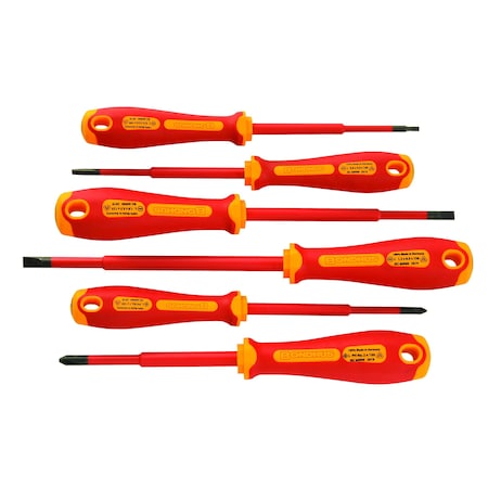 Bondhus Set 6 Insulated Slim Slotted & Phillips Screwdrivers; 1/8, 5/32, 7/32 & 1/4 in 1675803680
