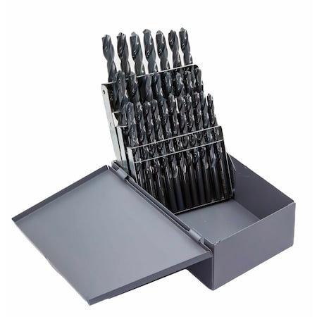 Drill America 26 Piece HSS Black Oxide Stub (Screw Machine) Split Point Drill Bit Set, D/ASP, A -Z D/A26S-SET