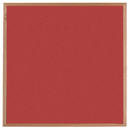 Aarco VIC Cork Bulletin Board, Red Oak Frame, Clear Lacquer Finish, Hot Salsa Red 48''Hx48''W OW4848210