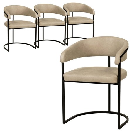 Leisuremod Aero Collection Modern Dining Chair in Oatmeal, 4PK AC23OA4
