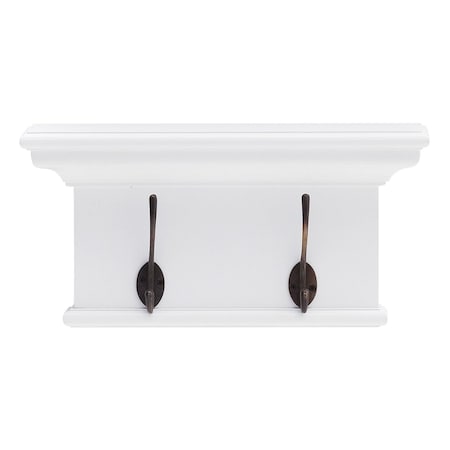 Homeroots Classic White Two Hook Hanging Coat Rack 397773