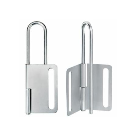 Master Lock Safety Series, Lockout Hasp, 2-3/8 in W x 6-5/8 in L, 1 in Jaw dia, Silver 470-419