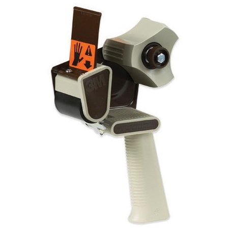 Scotch Handheld Tape Dispenser, 2 in Max. Tape Width, 3 in Tape Core Dia., Pistol, Metal, Plastic, Gray, Tan TD3MH180
