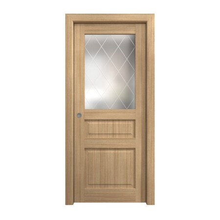 Sartodoors Sliding Pocket Door 42 x 96 inches, Ego 5011 Natural Oak, Kit Rail Hardware, Solid Wood Interior EGO5011PD-SNA-4296