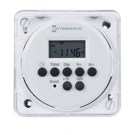 Intermatic Electronic Timer, White, Plastic FM1D20E-LV-8