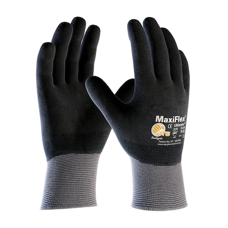 Atg Seamless Knit Nylon/Elastane Glove w/Nitrile Coated MicroFoam Grip on Full Hand, Touchscreen C, 12PK 34-876/XS