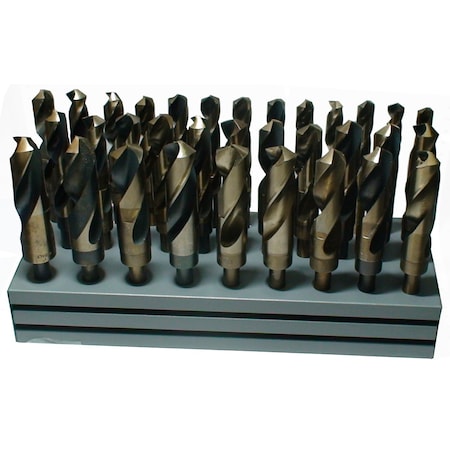 Drill America 33 Piece Cobalt Drill Bit Set with Reduced 1/2" Shank, 1/2" - 1", D/ACO D/A833SD-CO-SET