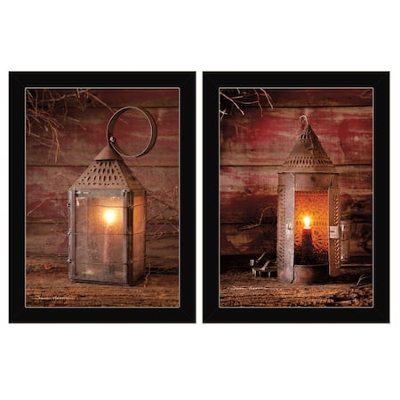 Homeroots Set Of Two Innkeepers Lantern 3 Black Framed Print Wall Art, 2PK 407214