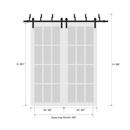 Sartodoors Barn Bypass Interior Door, 72" x 80", White QUADRO4117BBB-WS-72