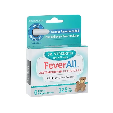 Taro Pharmaceuticals Acetaminophen Junior Suppository 325mg, 6PK 1337179