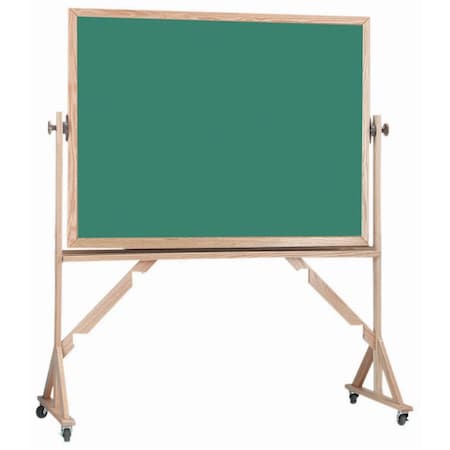 Aarco Reversible Freesting Mobile Green Chalkboard w/ a Red Oak Frame, 36''Hx48''W RC3648G