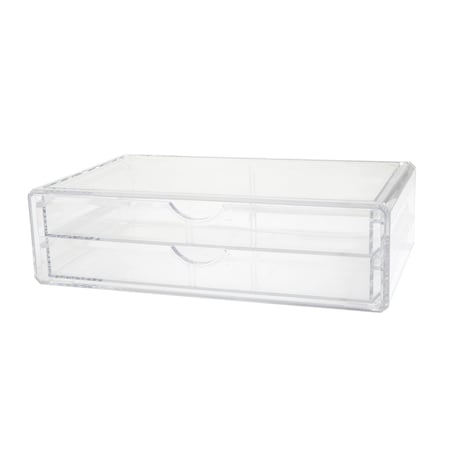 Martha Stewart Brody Plastic Stackable Office Desktop Organizer Box with 2 Drawers, 12.75 x 7.75 BE-PB9393-CLR-MS