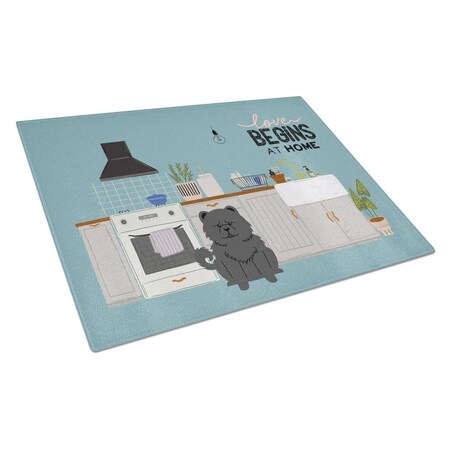 Carolines Treasures Black Chow Chow Kitchen Scene Glass Cutting Board - Large CK7847LCB