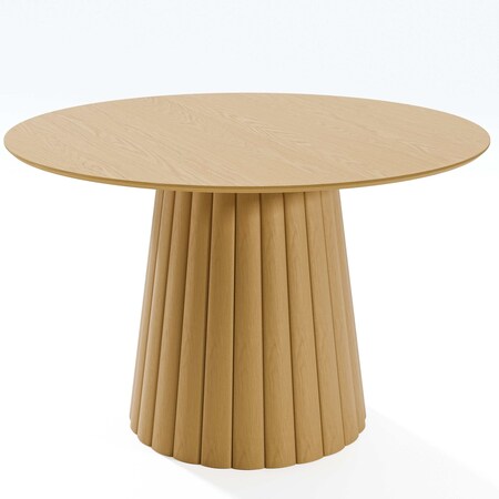 Homeroots 46" Brown Solid Wood Pedestal Base Round Top Dining Table 721008