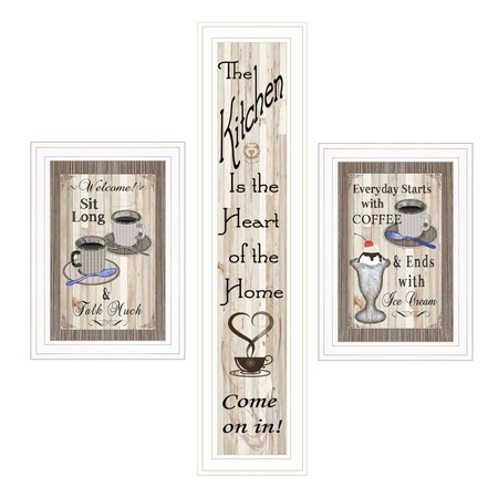 Set Of Three Come On In White Framed Print Kitchen Wall Art, 3PK