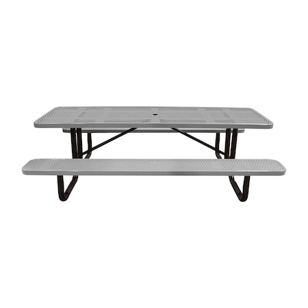 Leisure Craft 8' Standard Picnic Table, Perforated Metal, Portable, Gray T8XPP-PERF-GRAY
