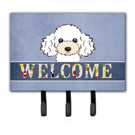 Carolines Treasures White Poodle Welcome Leash and Key Holder BB1443TH68