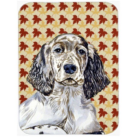 Carolines Treasures English Setter Fall Leaves Portrait Glass Cutting Board- Large LH9097LCB
